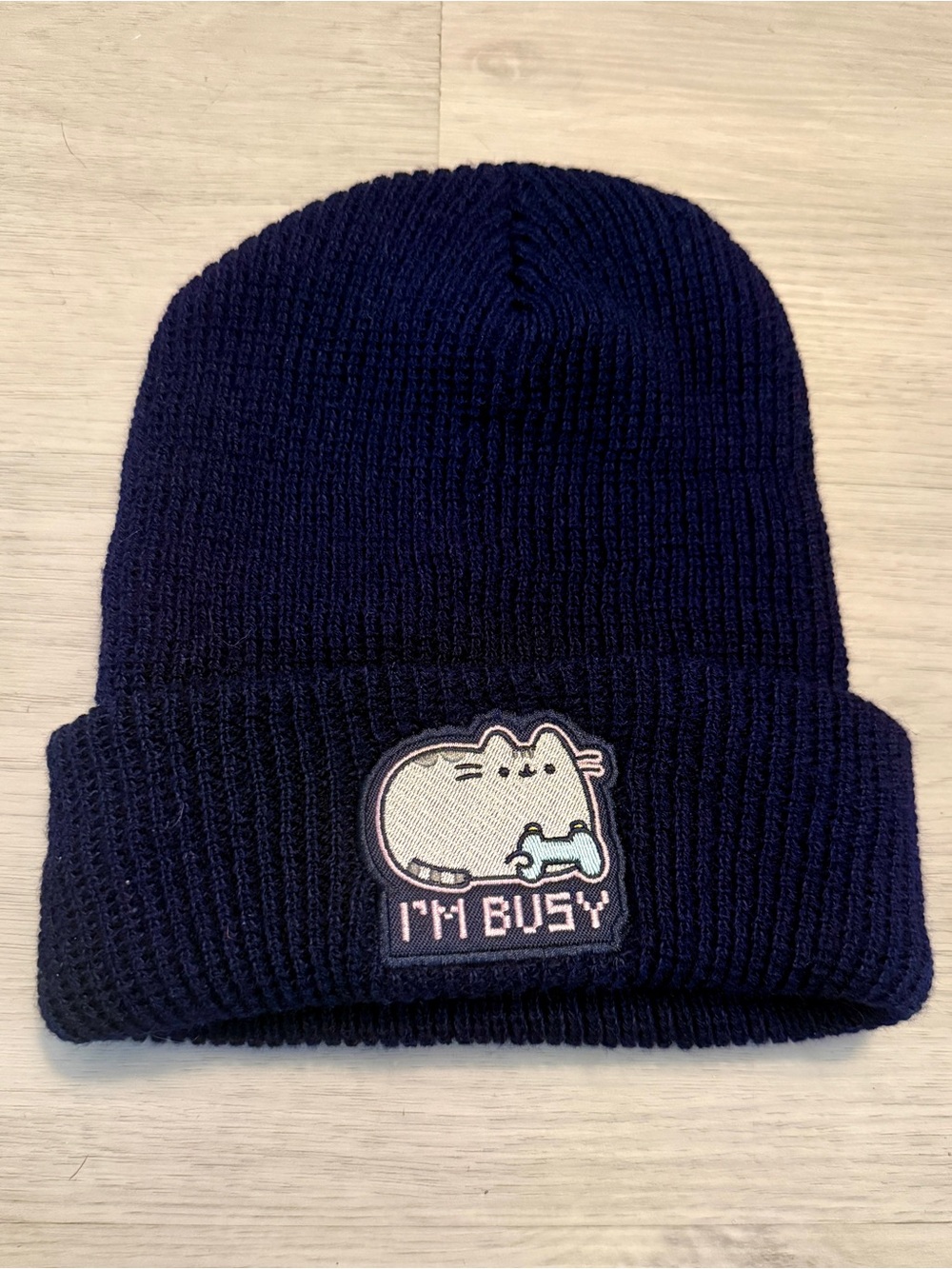 Pusheen Gaming Friends I'm Busy Beanie Navy Knit Hat Culturefly Box Winter 2022